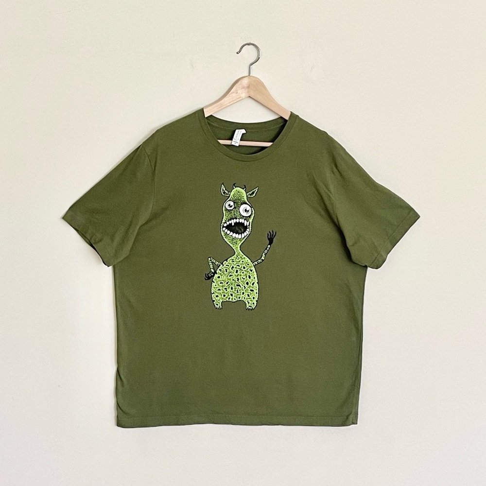 Extrovert Monster Graphic Green T Shirt Adult size 2XL